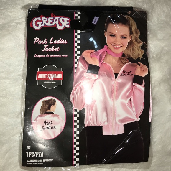 Grease Pink Ladies Jacket with scarf & glasses - Picture 3 of 4